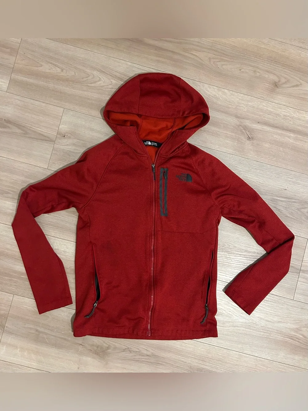 The North Face Red Hooded Fleece Jacket